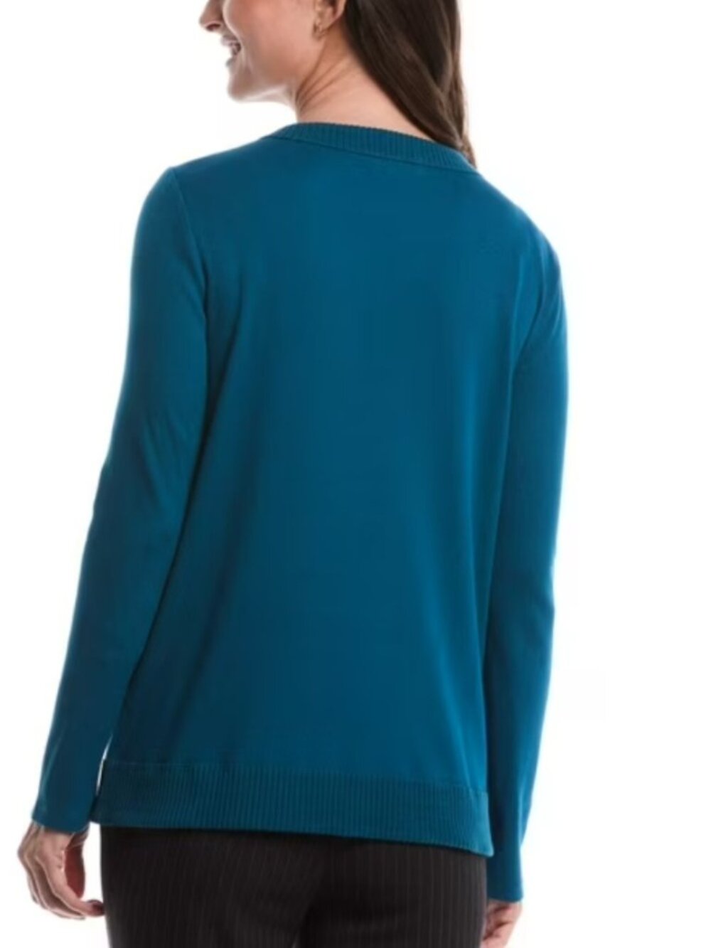 Rafaella Women's Long Sleeve V-Neck Top Color Lyons Blue Size L - Picture 2 of 7